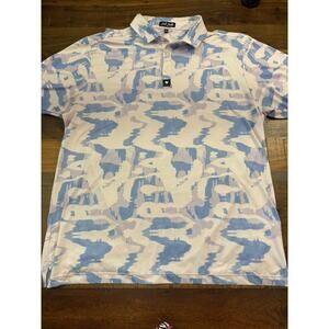 Bad Birdie Mens XL Polo Shirt Golf Light Purple camouflage-style Short Sleeve